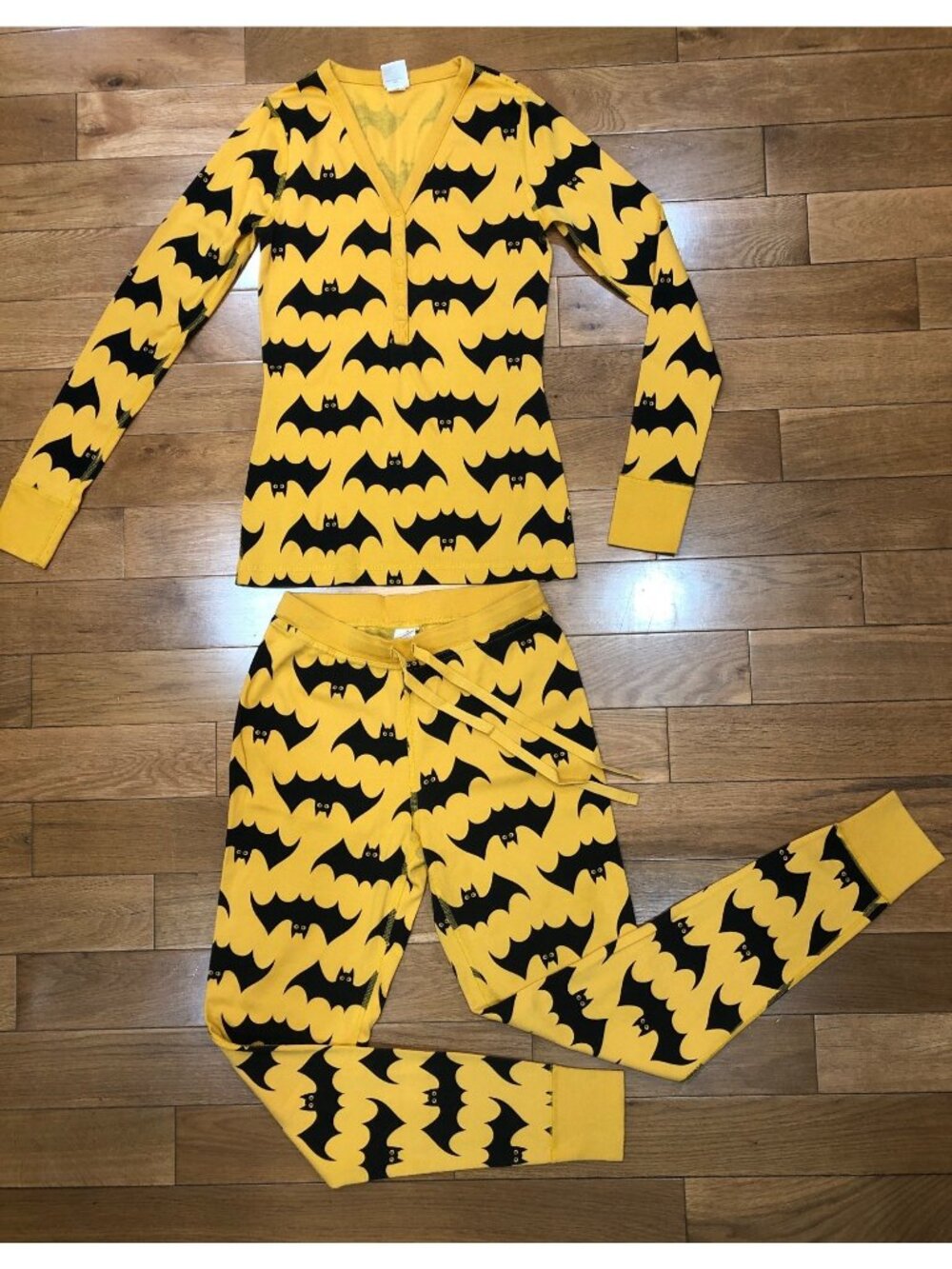 Hanna Andersson Organic Cotton Adult Halloween Bat Long John Pajama Set Size XS